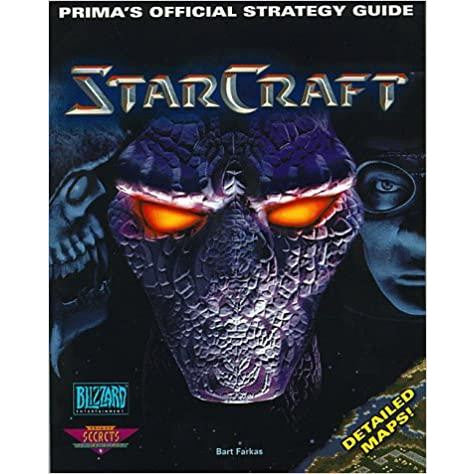 StarCraft Prima's Official Strategy Guide cover with a alien face and Blizard logo