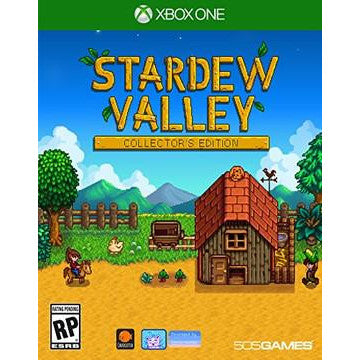 Stardew Valley Collector's Edition packaging for Xbox One with a farm scene and house illustration.