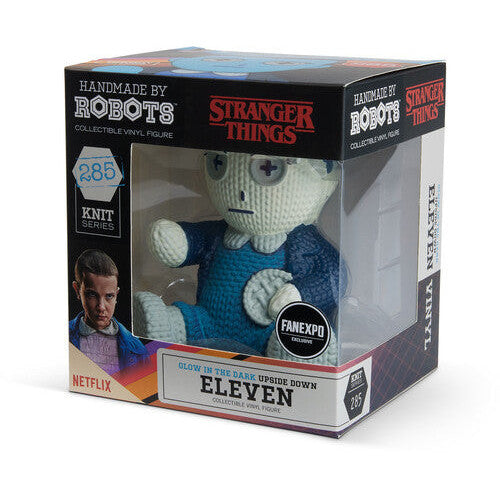 Stranger Things Eleven toy figure in packaging with 'Handmade by Robots' branding