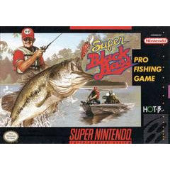 Super Bass Pro Fishing game box for Super Nintendo with a fish and two people on a boat.