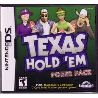 Nintendo DS game case for 'Texas Hold 'Em Poker Pack' with characters and Summitsoft logo.