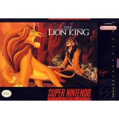 Super Nintendo Entertainment System (SNES) game cover for 'The Lion King'.