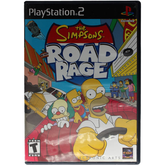 PlayStation 2 game case for 'The Simpsons Road Rage' with colorful graphics and character images.