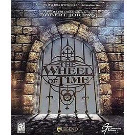 Book cover of 'The Wheel of Time' by Robert Jordan with a stone archway and metal gate design.