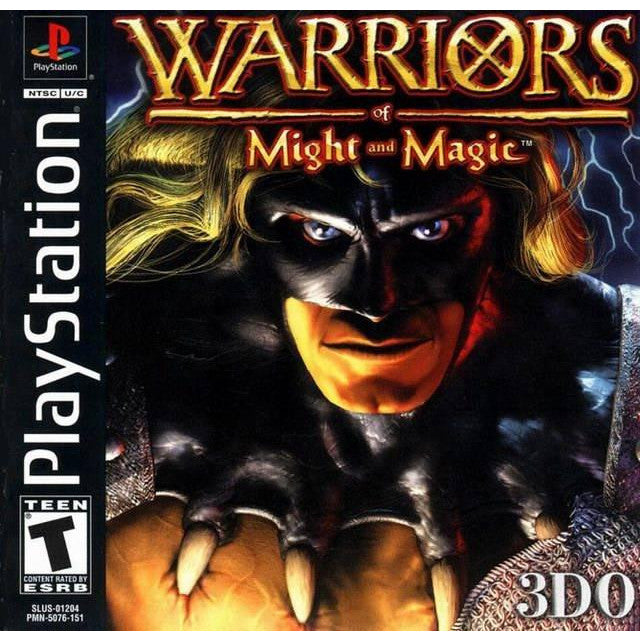 PlayStation game cover for 'Warriors of Might and Magic' featuring a warrior character.