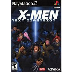 PlayStation 2 game cover of 'X-Men: Next Dimension' featuring characters from the X-Men franchise.