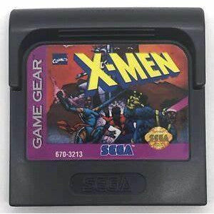 Sega Game Gear cartridge for 'X-Men' game on a black background