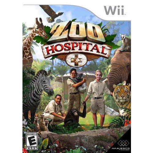 Zoo Hospital game cover for Wii with characters and animals