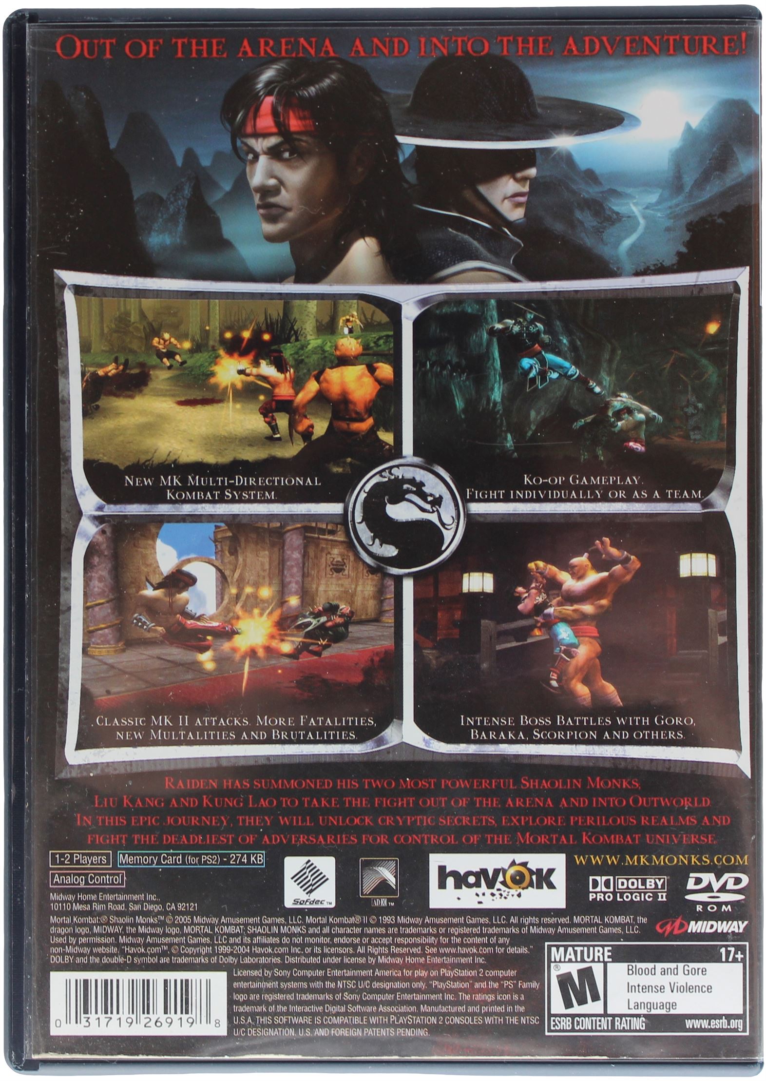 Mortal Kombat 2024 Shaolin Monks For Playstation 2