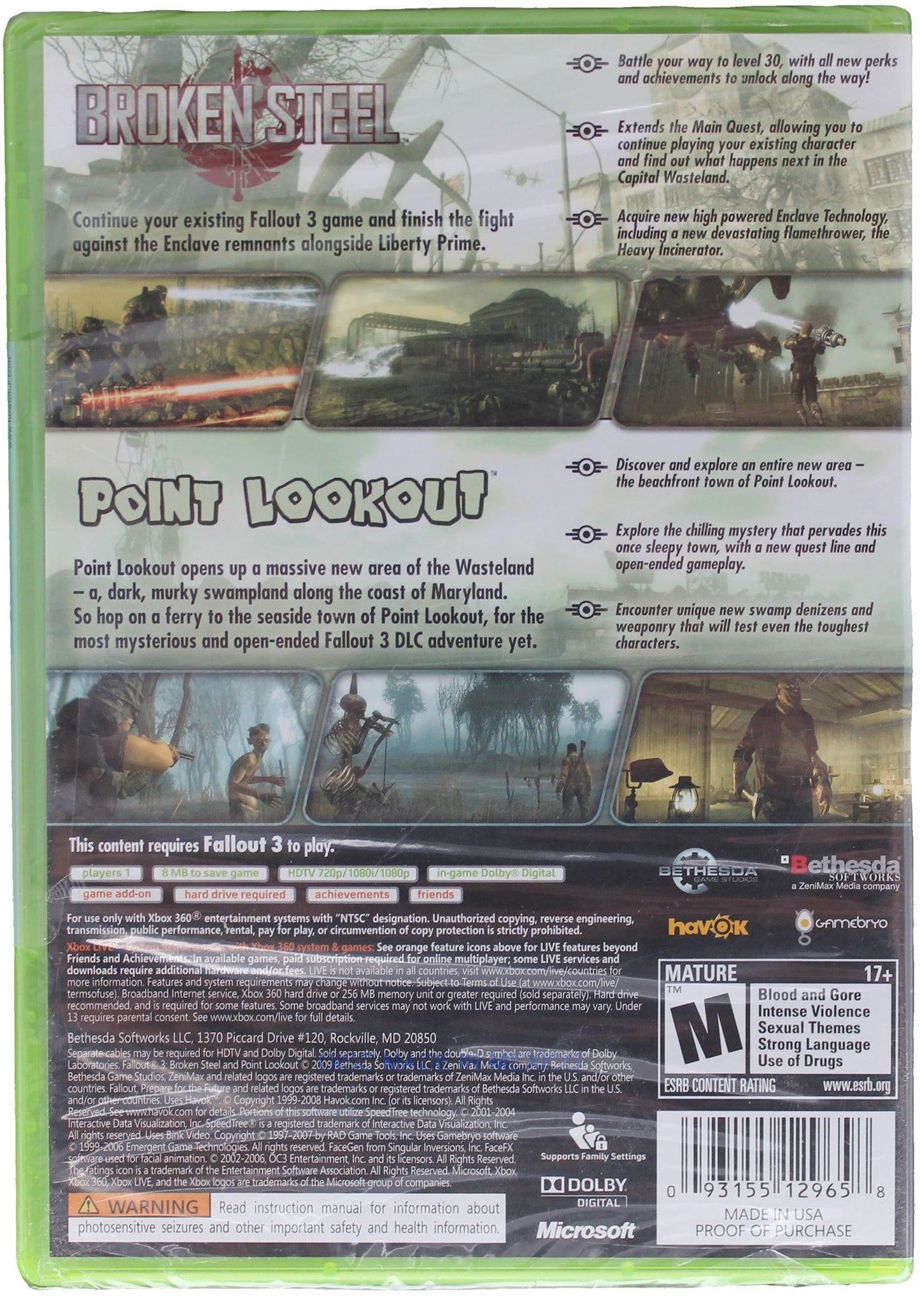 Fallout 3: Game Add-On Pack Broken Steel And Point Lookout - Sealed