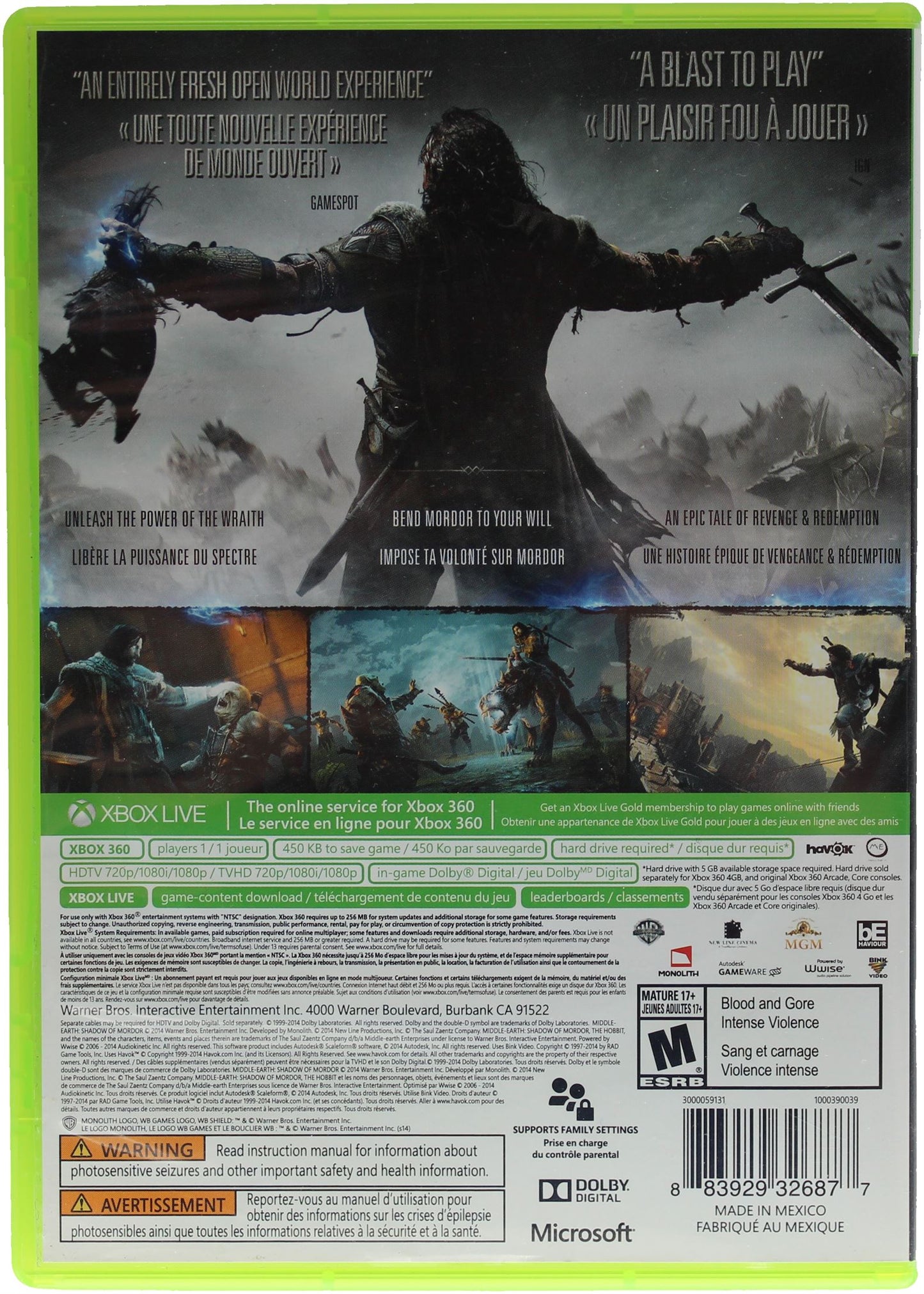 Middle Earth: Shadow Of Mordor (Xbox 360)