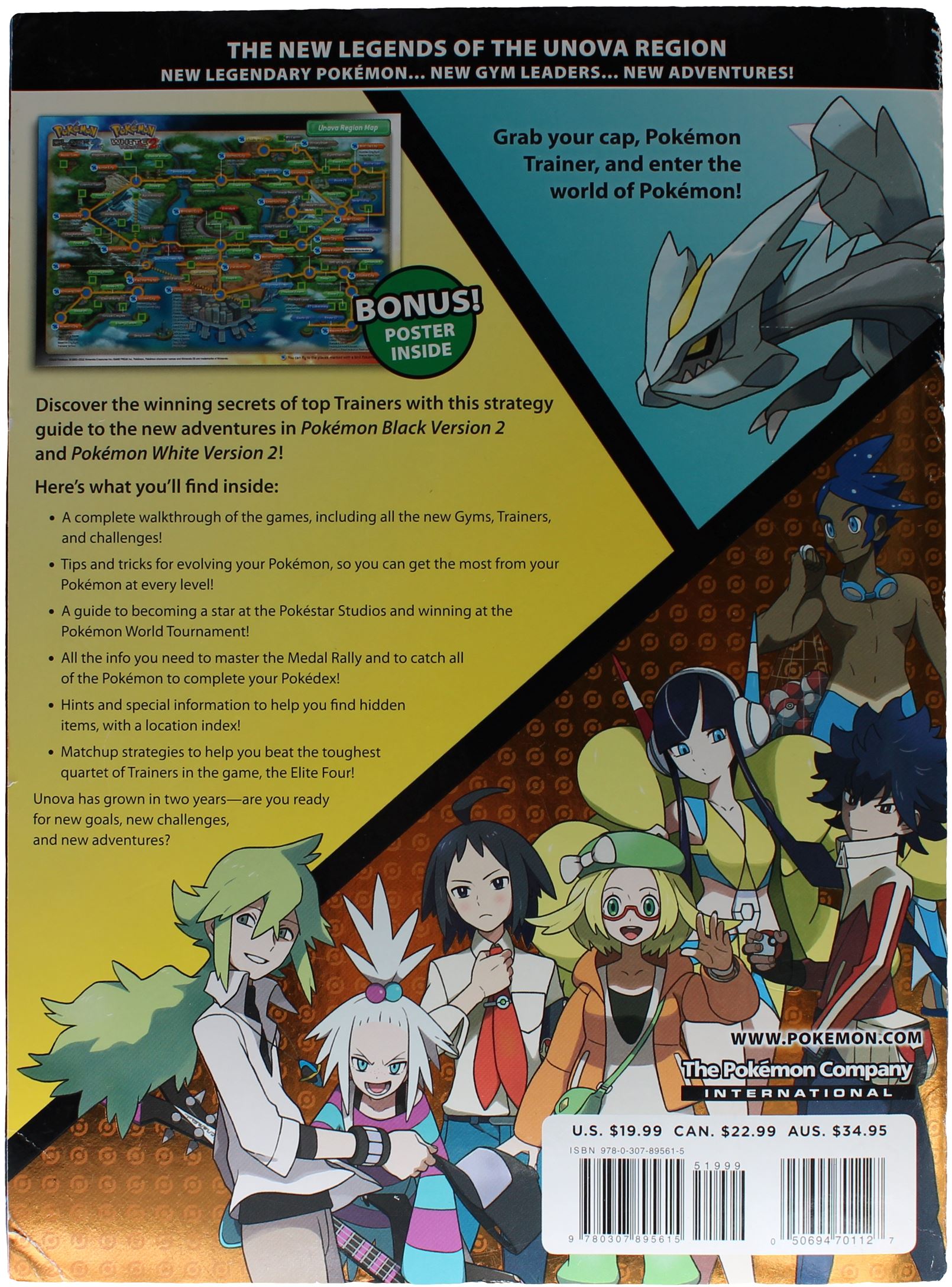 The Official Pokemon Unova Strategy Guide Vol. 1 Blk/Wht Version 2 W/  Poster Map 9780307895615