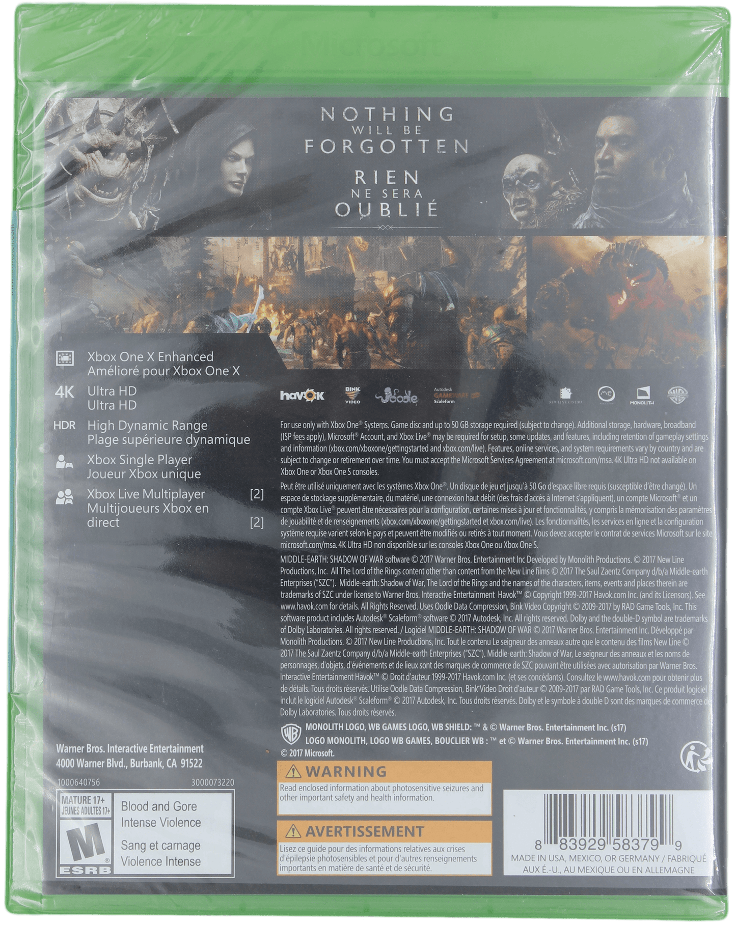 Middle Earth: Shadow Of War - Sealed