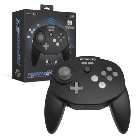 Retro-bit Ultra Edition Black Tribute 64 N64 Wireless Controller