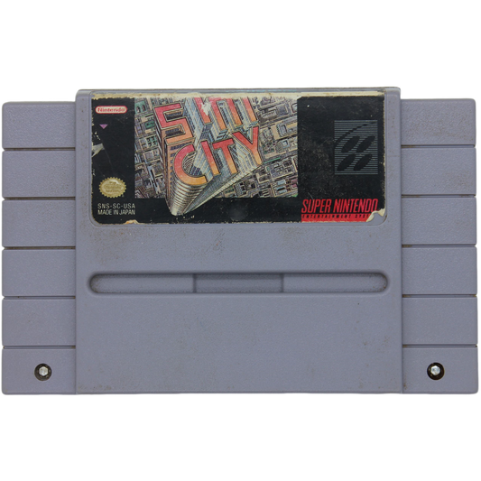 Super Nintendo Entertainment System game cartridge with 'City of Thieves' cover