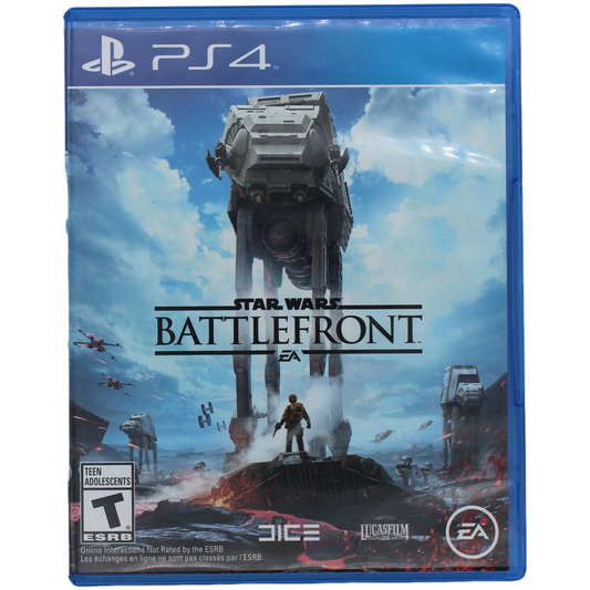 PlayStation 4 game case for 'Star Wars Battlefront' with a robot and landscape on the cover.