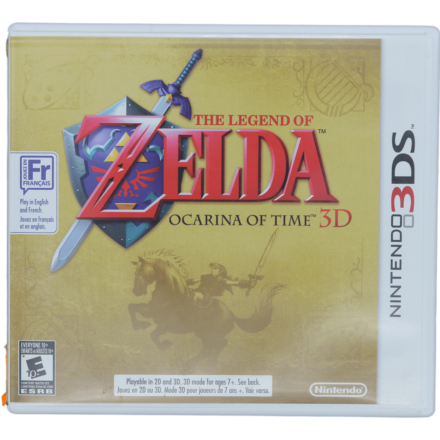 Nintendo 3DS game case for 'The Legend of Zelda: Ocarina of Time 3D' on a white background